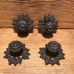 Four (4) Rustic Leaf Cast Iron Drawer Pull 3" wide Set of Four (4) 0058A